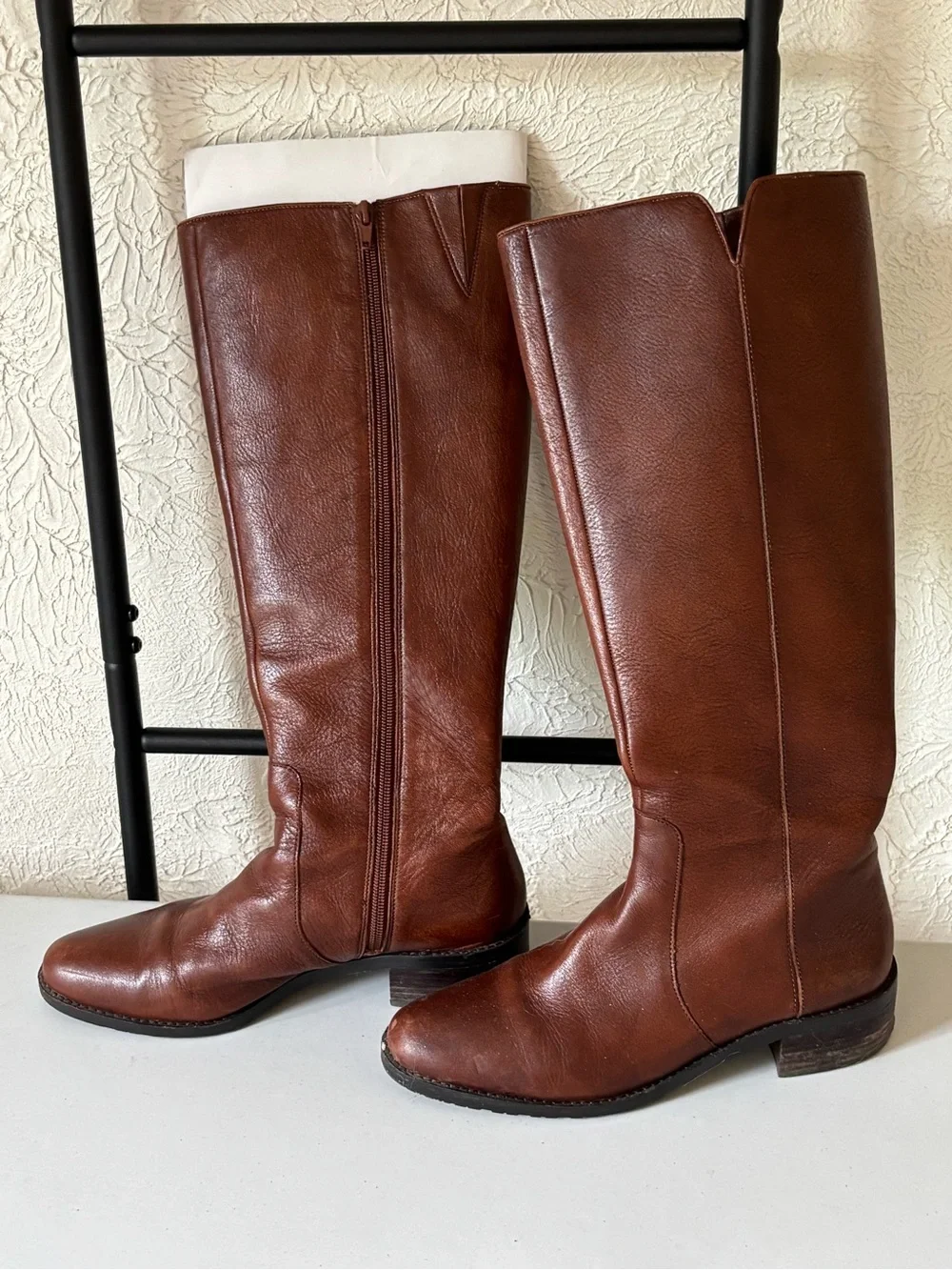 Lands End Classic Brown Knee-High Leather Riding Boots Sz 8 Women’s